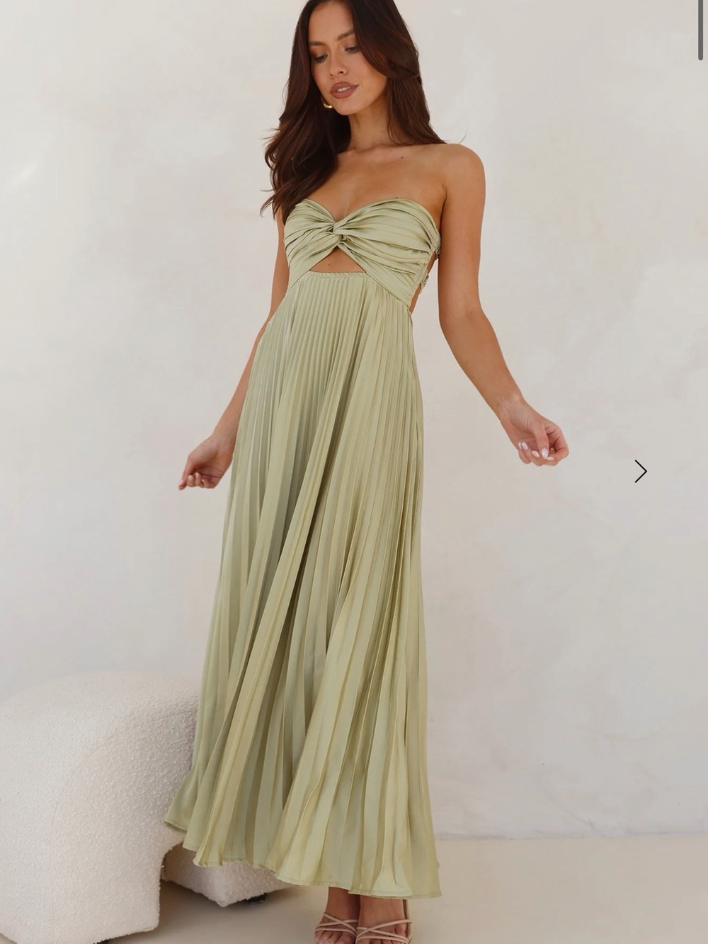 Hello Molly Frosted Berry Strapless Pleated Maxi Dress Lime